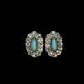 Turquoise Crystal Concho Stud Earrings