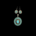 Turquoise Sunburst Pendant Necklace & Earring Set