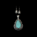 Vintage Turquoise Teardrop Pendant & Earring Set