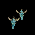 Turquoise Beaded Longhorn Skull Earring