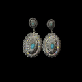 Turquoise Concho Crystal Statement Earring