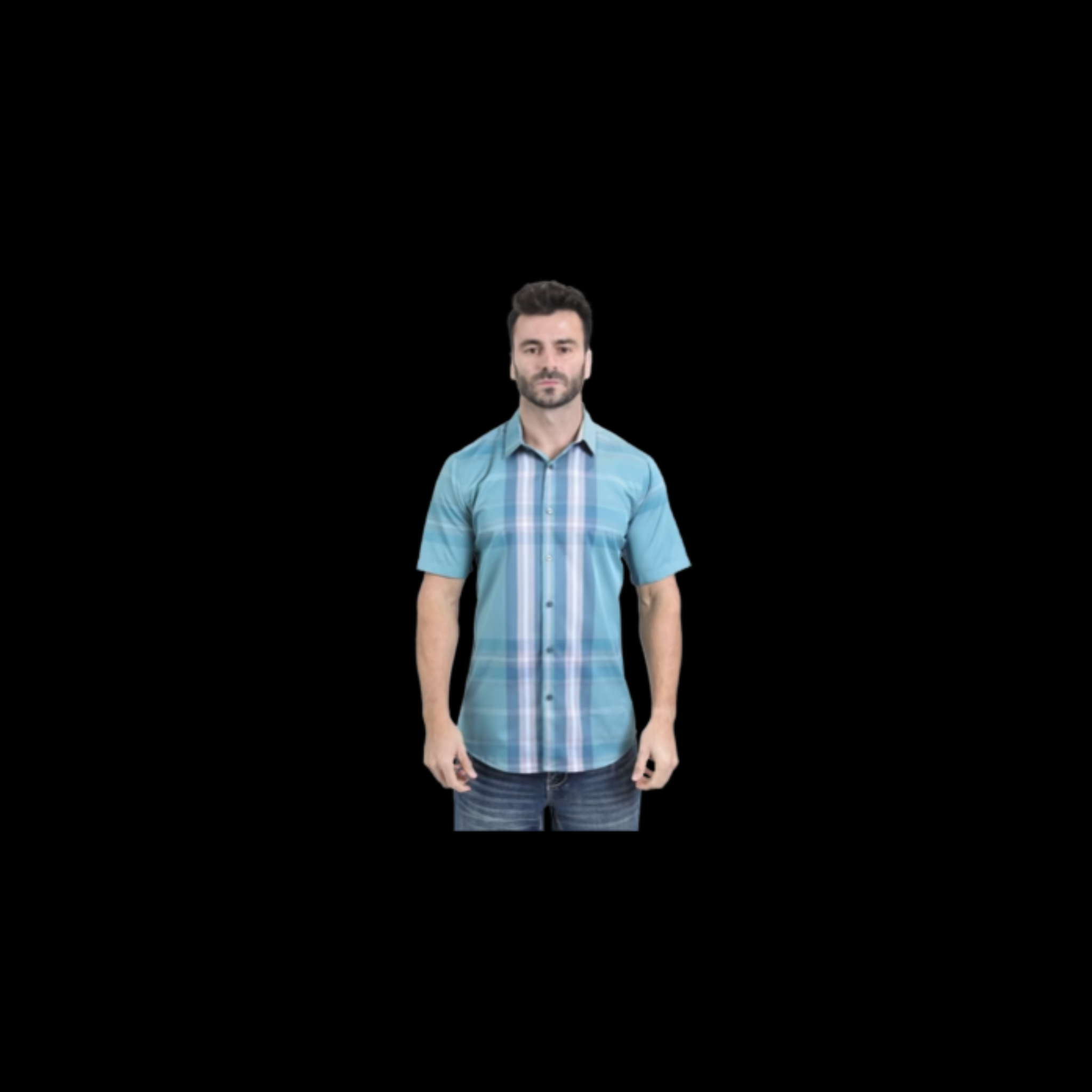 Mens Checkered Short Sleeves Shirt