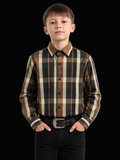 Kid's Cotton Monogram Digital Print Dress Shirt