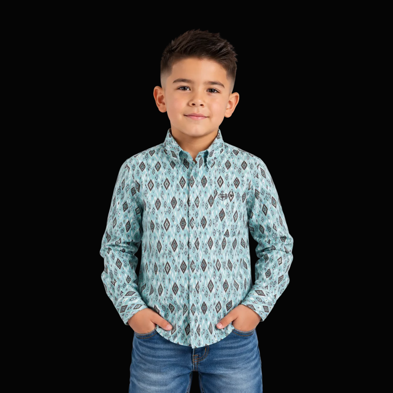 Kids Cotton Monogram Digital Print dress Shirt