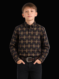 Kids Cotton Monogram Digital Print Dress Shirt