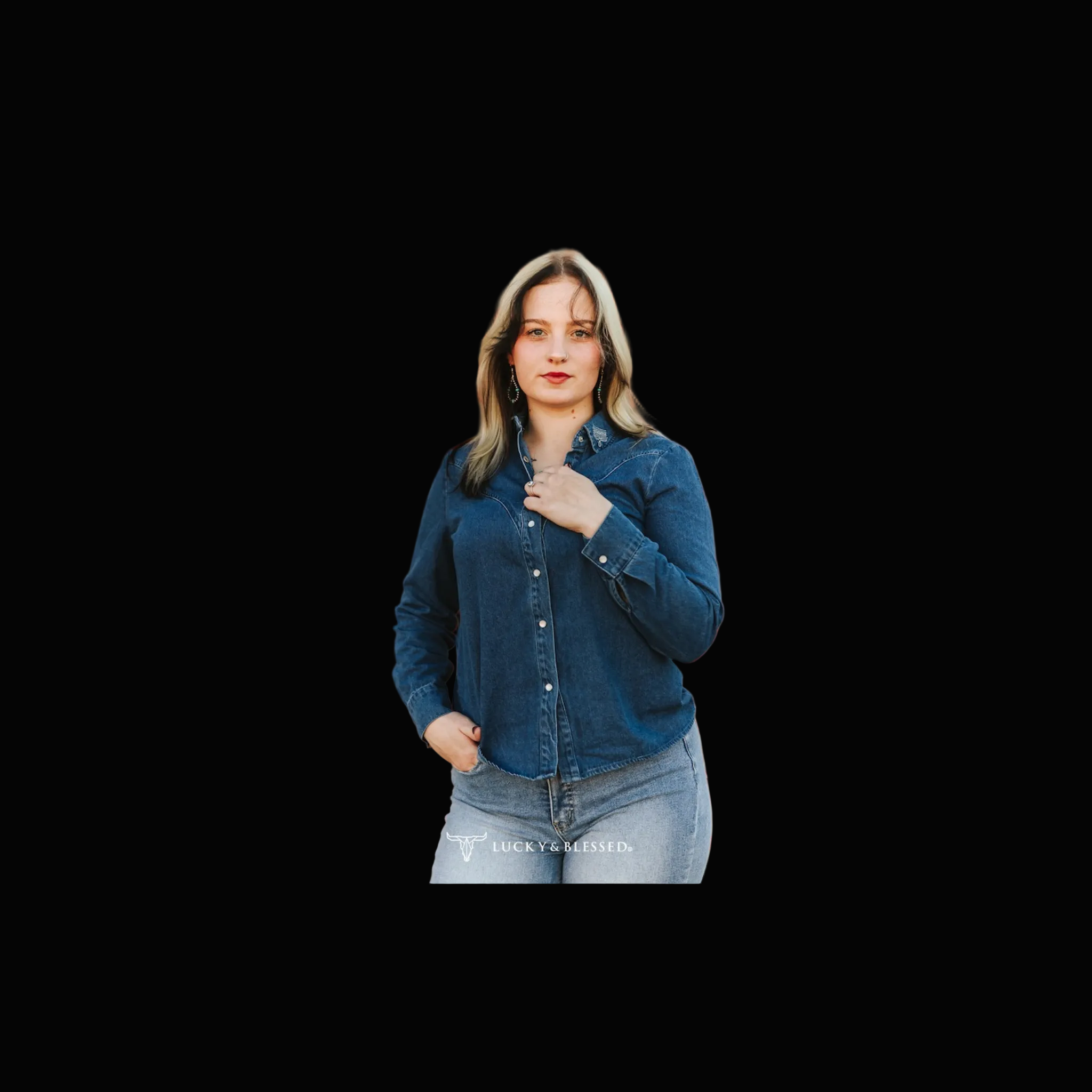 Dark Mineral Wash Button Down Shirt
