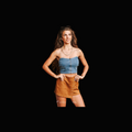 Denim Strapless Rhinestone Studded Top
