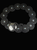 Western Black Leather Concho Disc Belt with Turquoise Accents