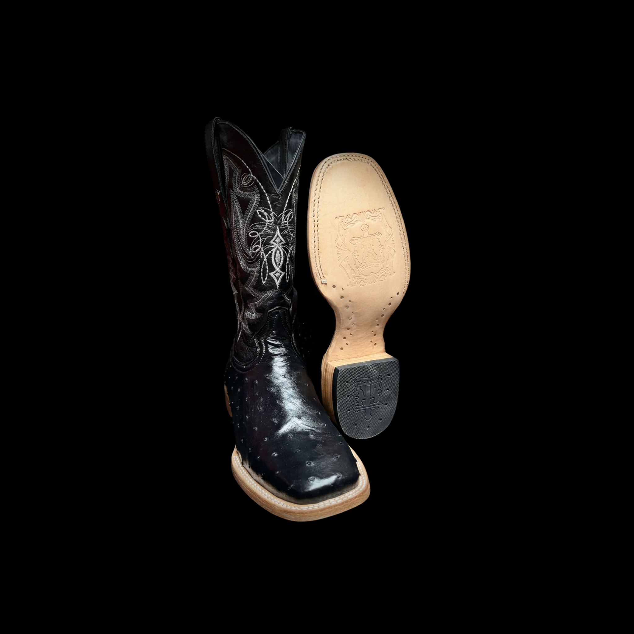 TMX100152 - OSTRICH VIDRIADO BLACK 302 L/SOLE