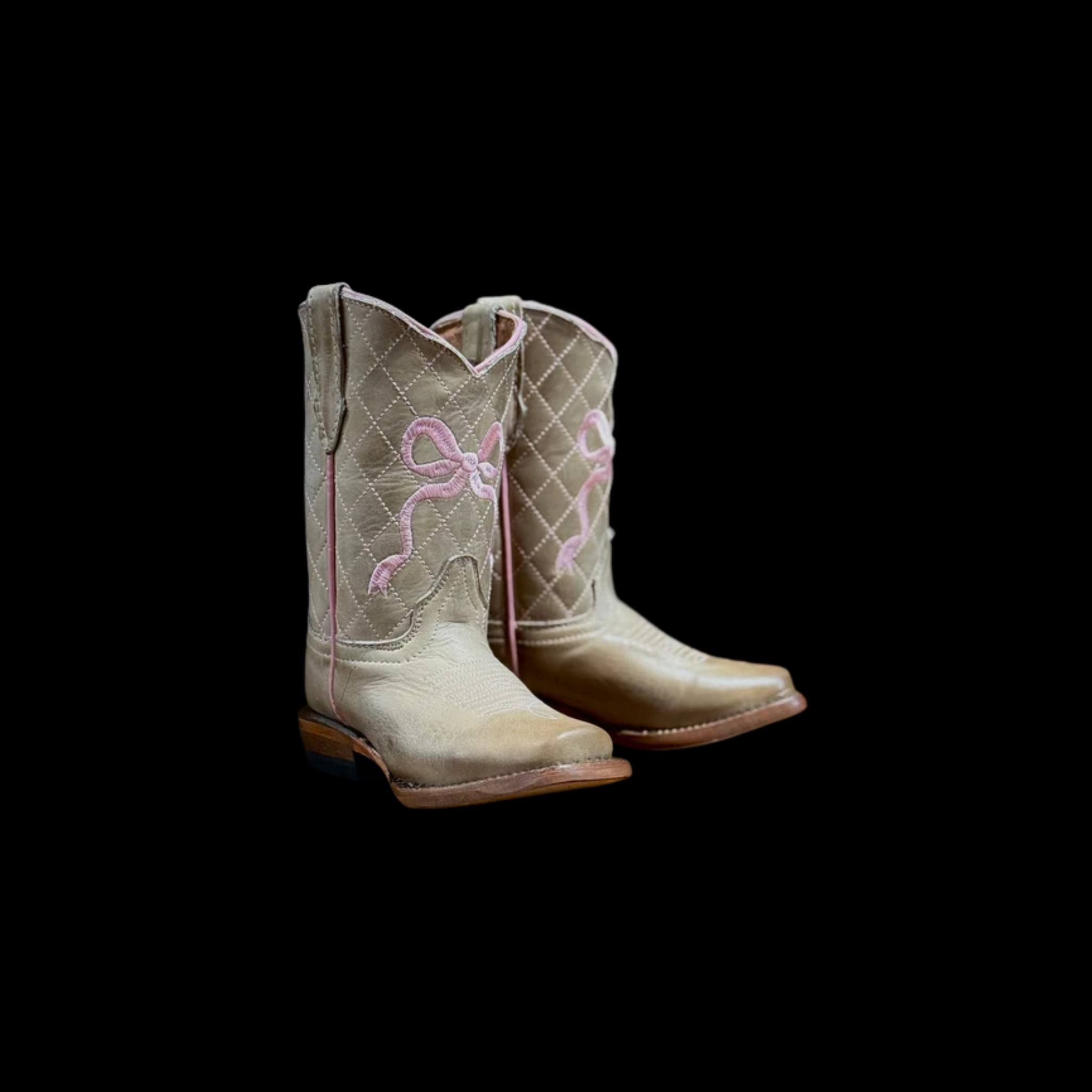 GIRLS SAND WITH PINK BOW EMBROIDERY 989 L/SOLE