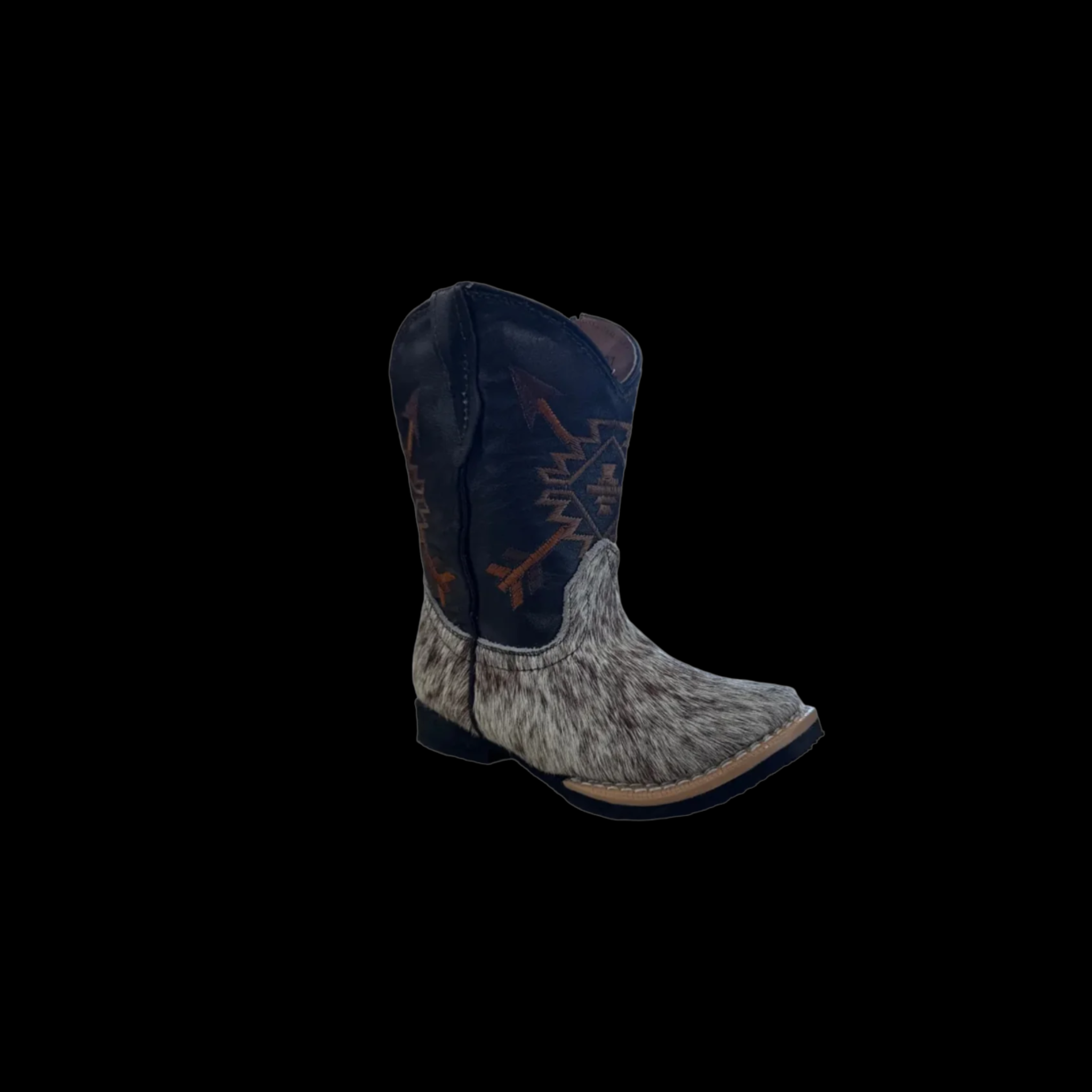 INFANT BROWN & WHITE HAIR ON COWHIDE ZIP R/SOLE