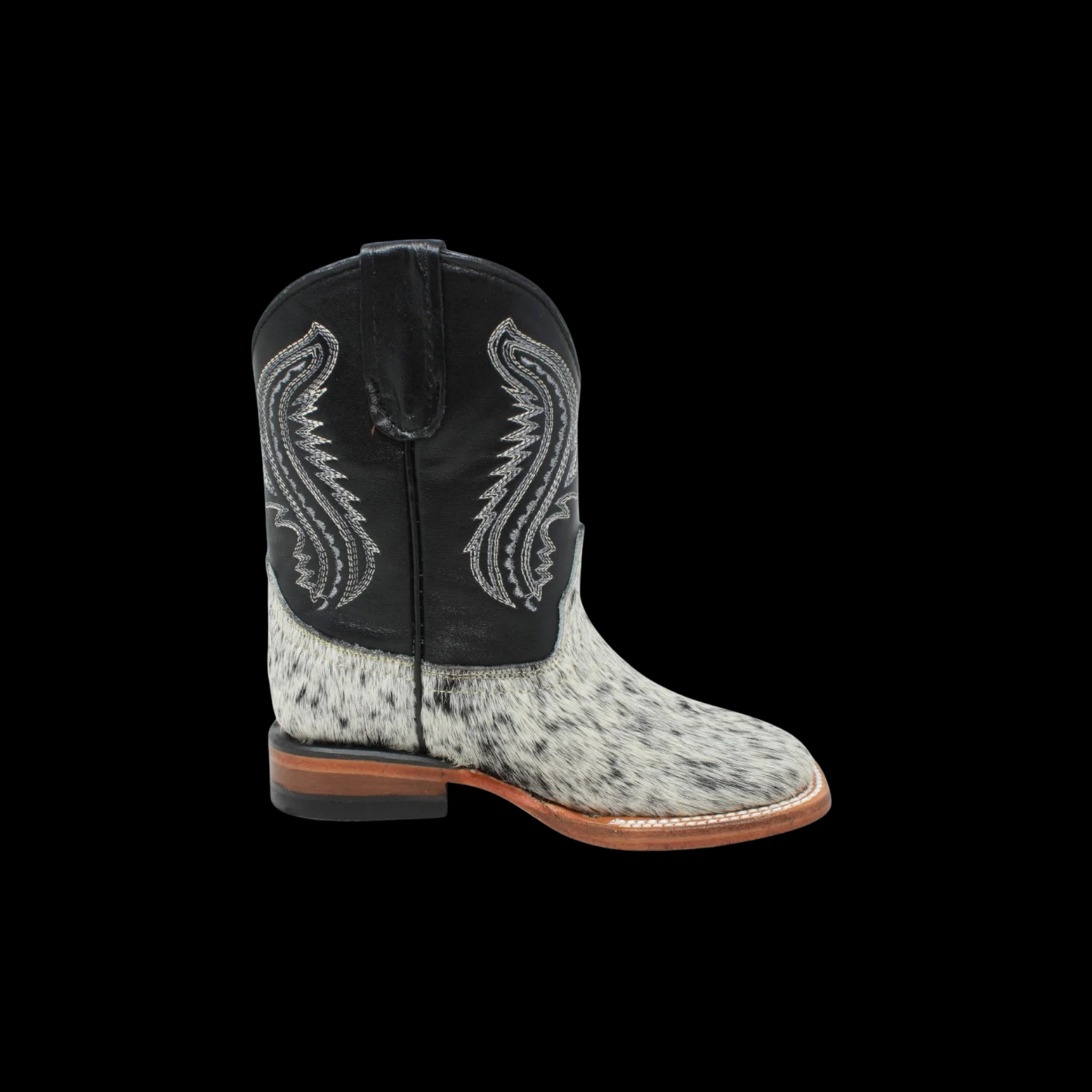 KIDS BLACK & WHITE HAIR ON COWHIDE 300 L/SOLE