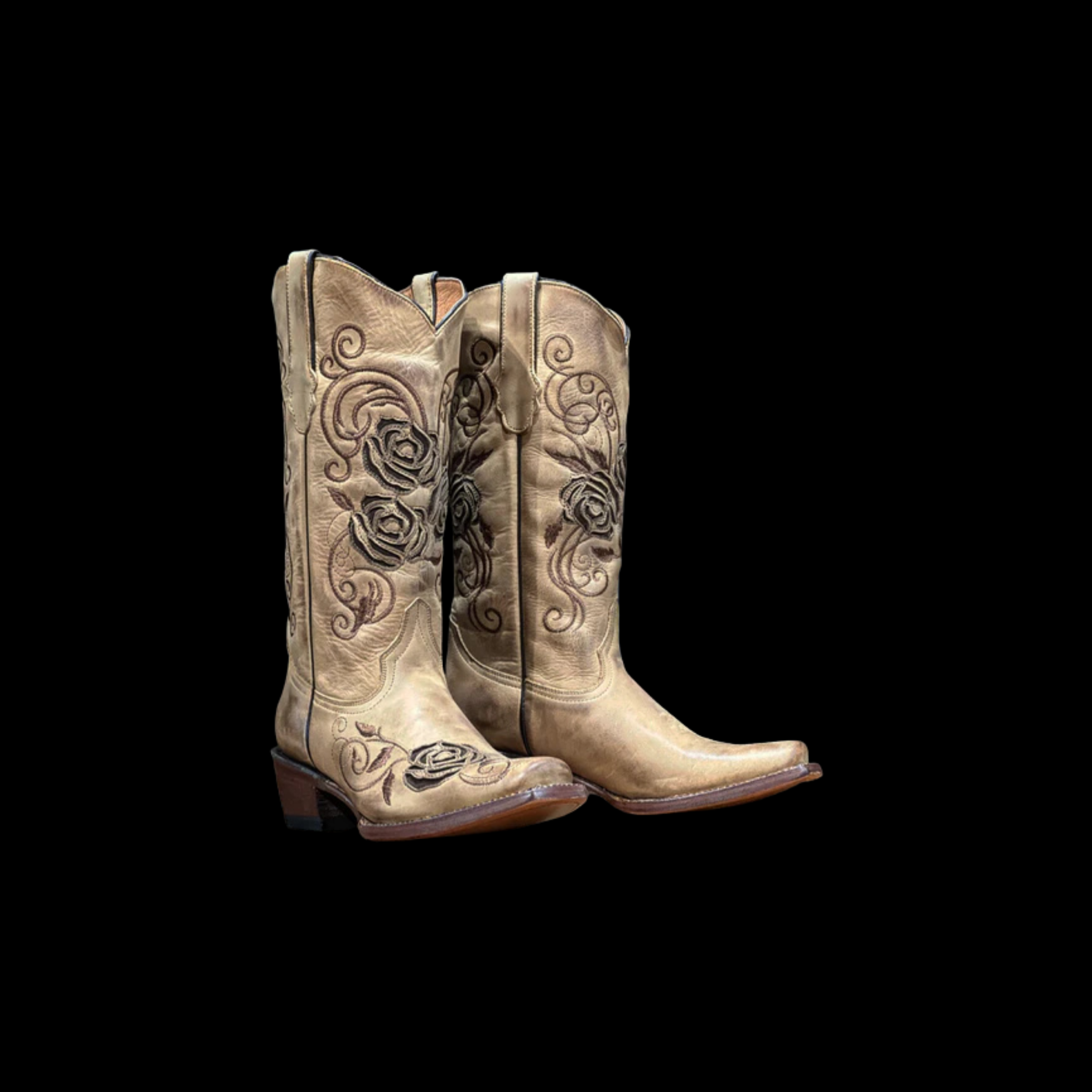 WOMENS SAND W/ BROWN ROSE INLAY 989 L/SOLE