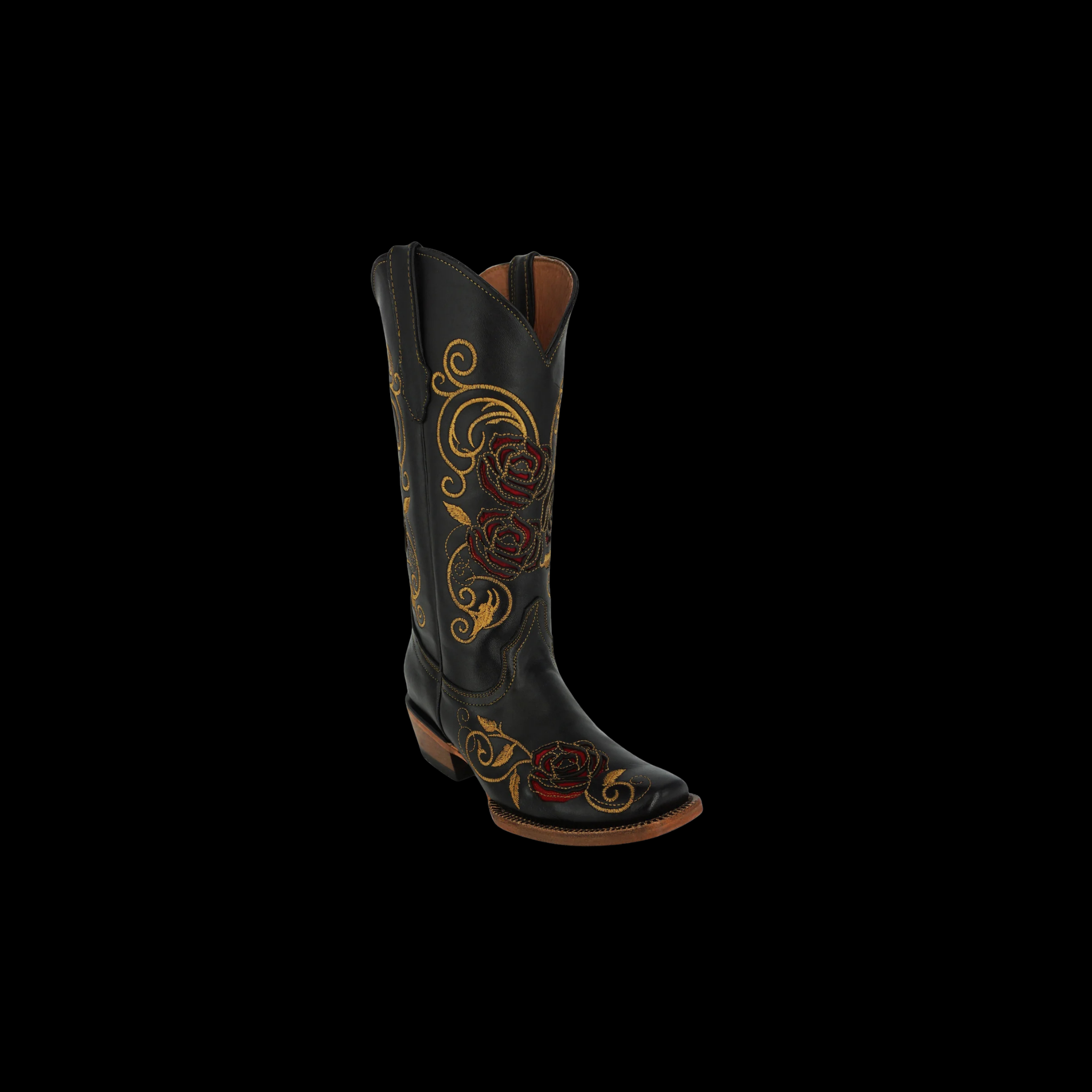 WOMENS BLACK W/ RED ROSE INLAY 989 L/SOLE