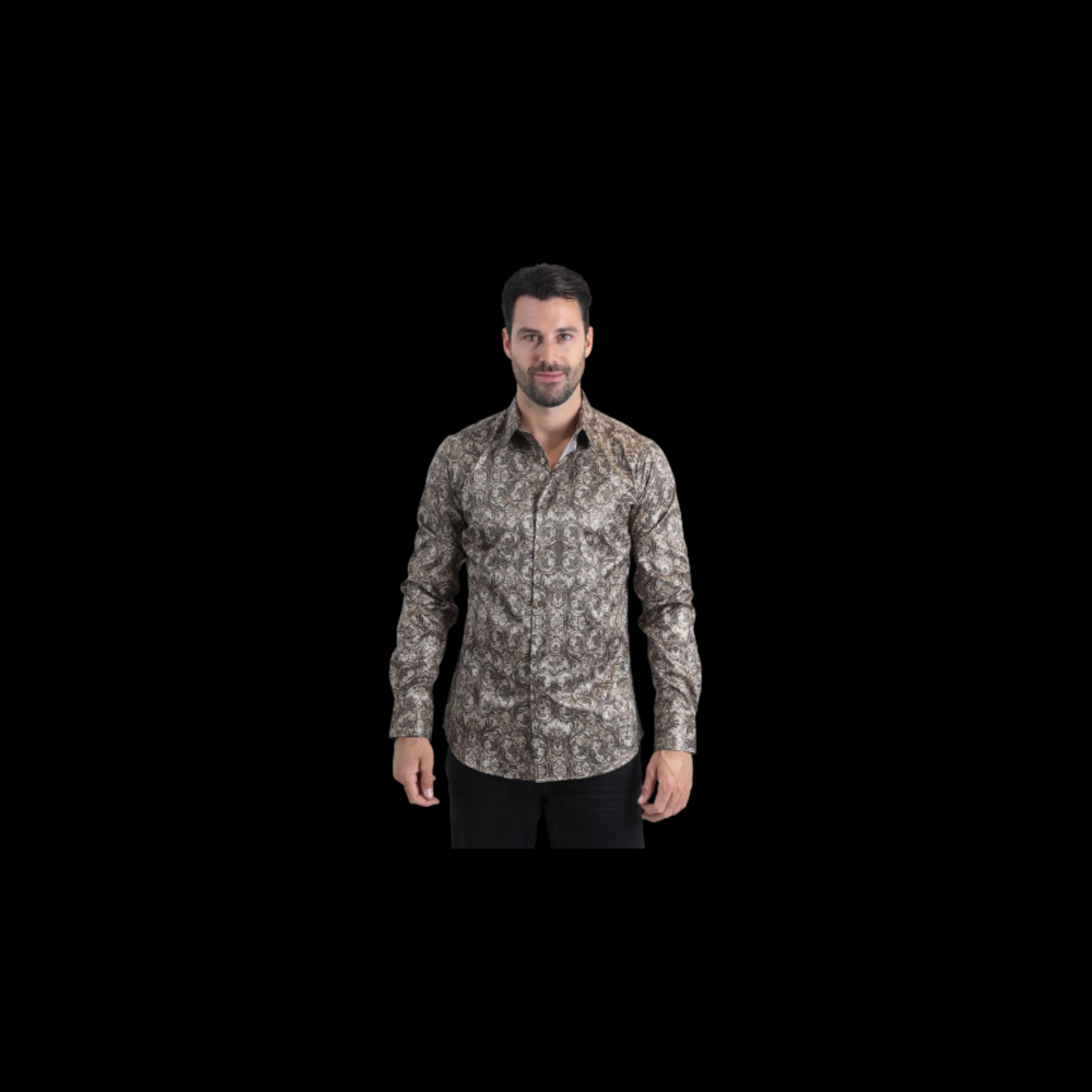 Mens Modern Fit Stretch Foil Fashion Shirt