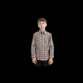 Kid's Western Modern Fit Cotton/Spandex Long Sleeve Beige Shirt with Snaps
