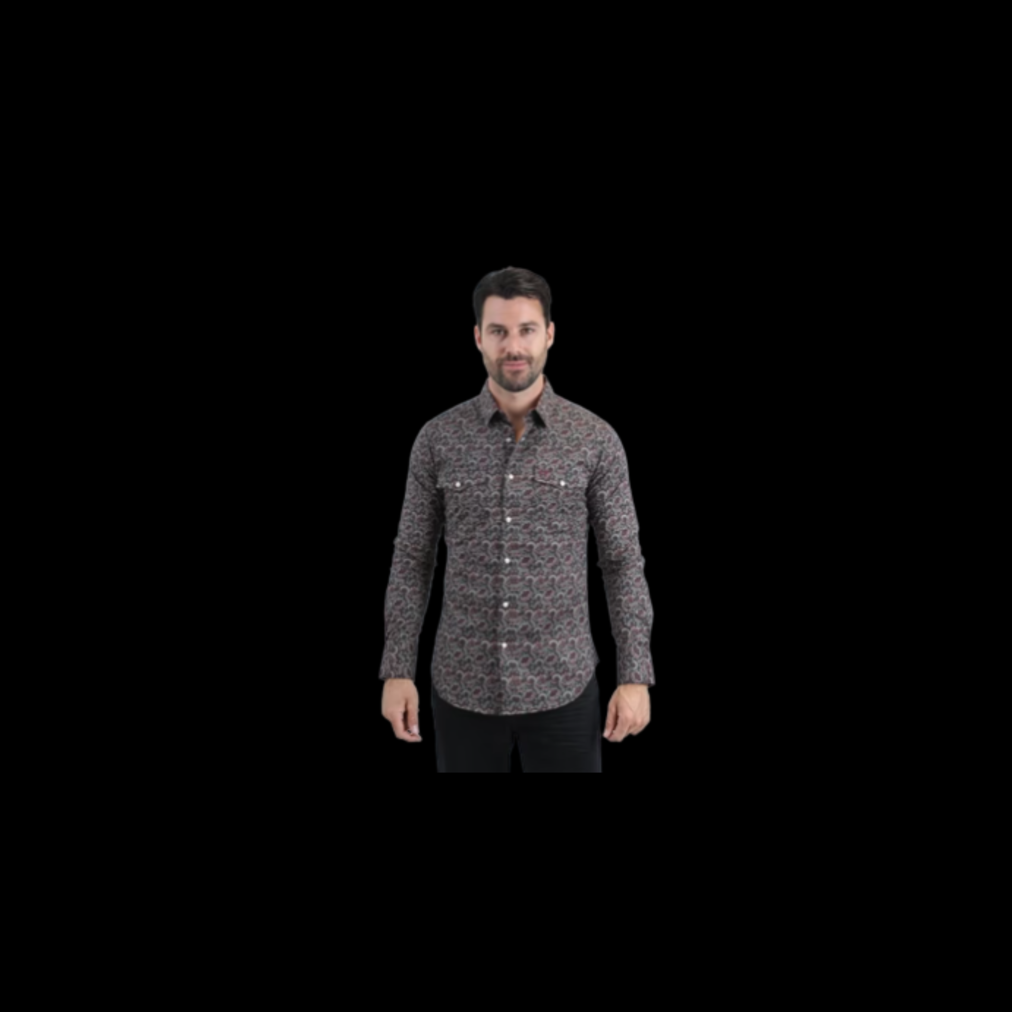 Mens Western Modern Fit Cotton/Spandex Long Sleeve with Snaps