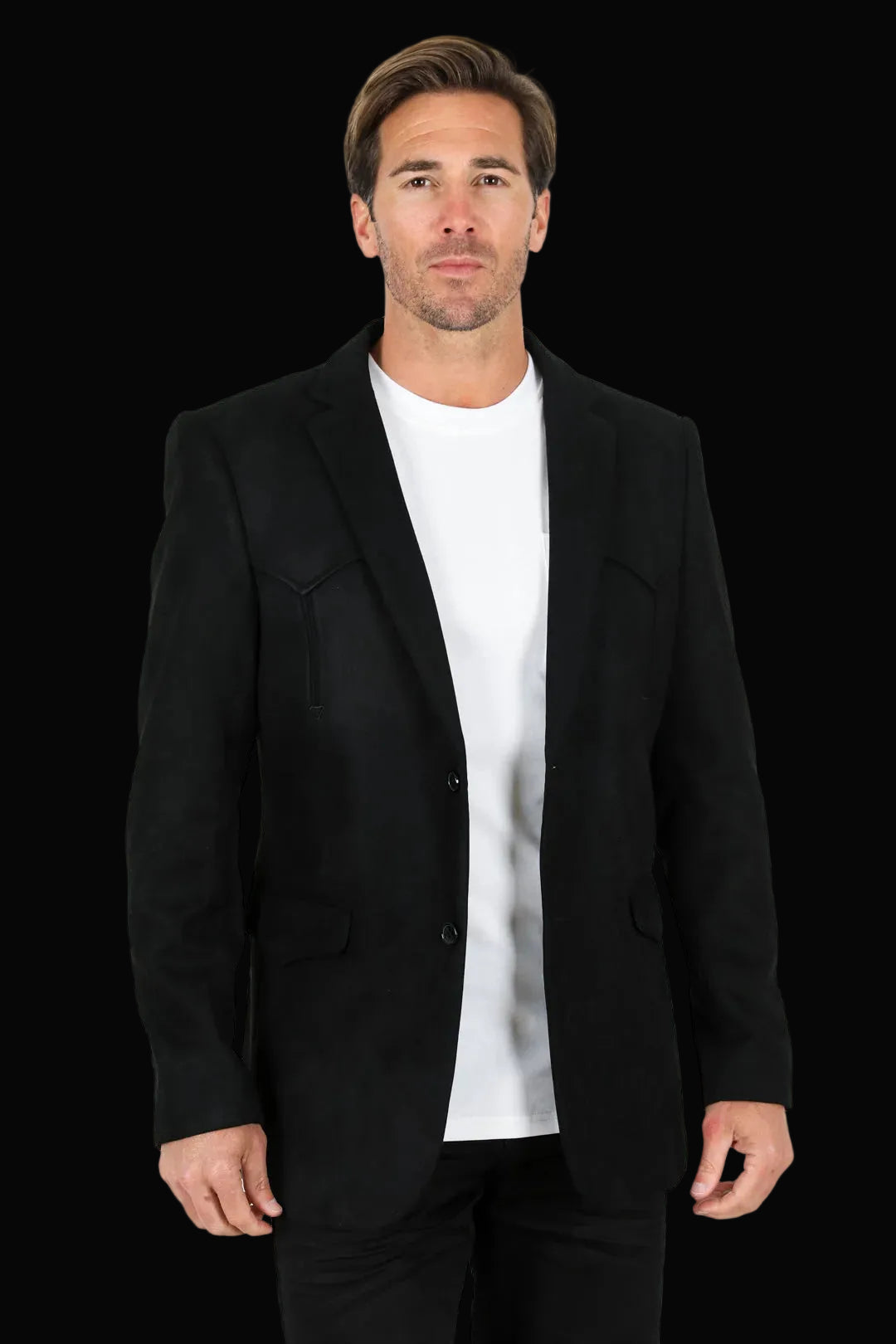Platini Men's Double Button Faux-suede Blazer - Black